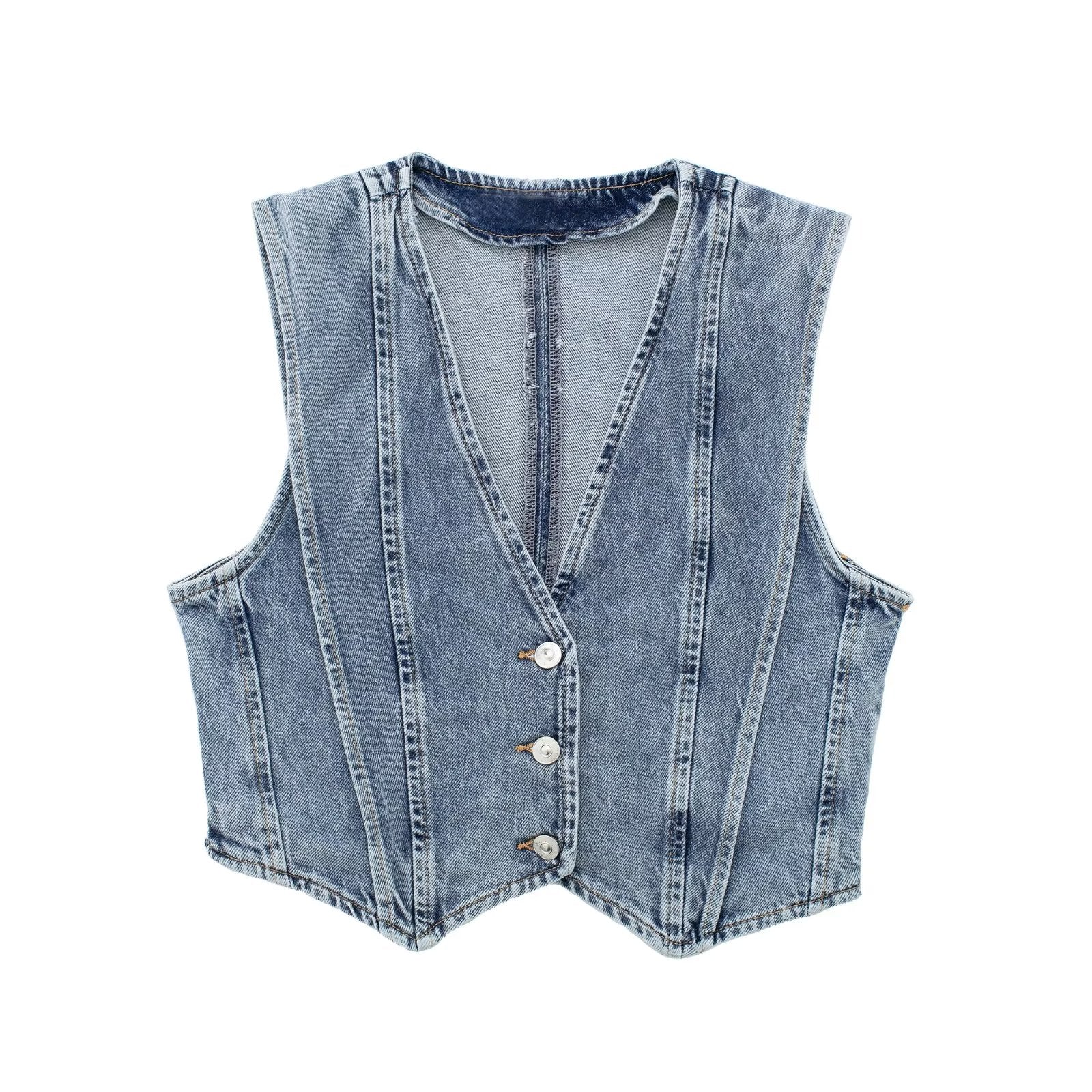 Gilet in Denim Sagomato