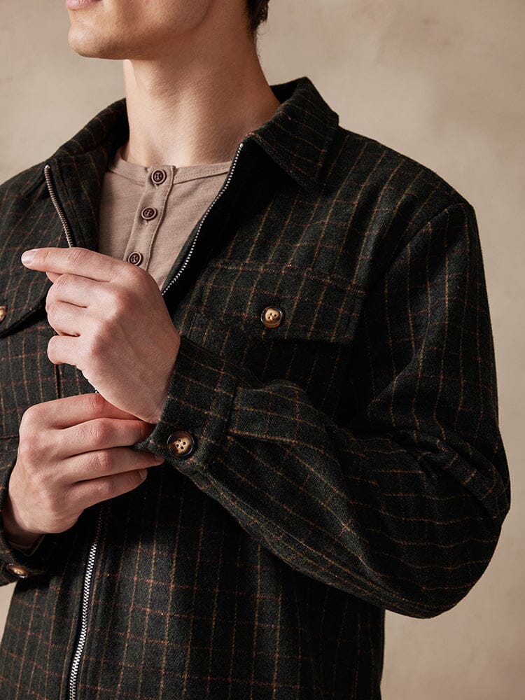Plaid Wool-Blend Jacket Jackets coofandy 