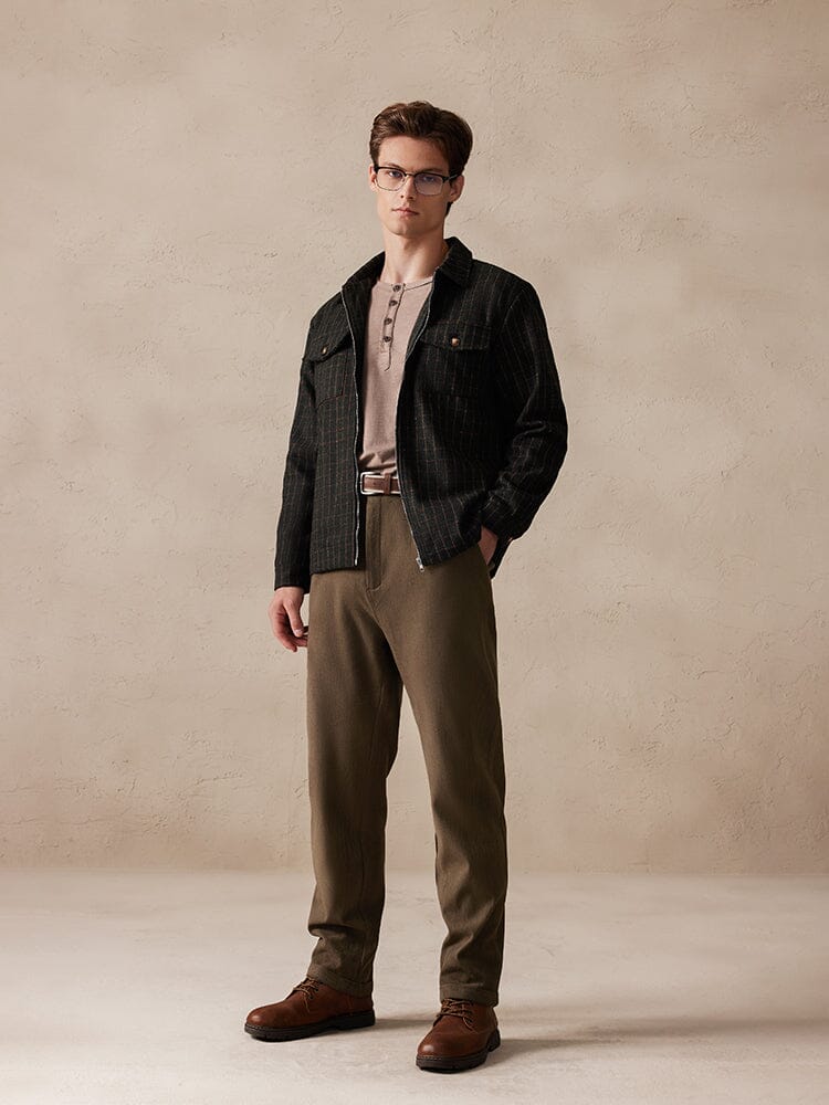 Plaid Wool-Blend Jacket Jackets coofandy 