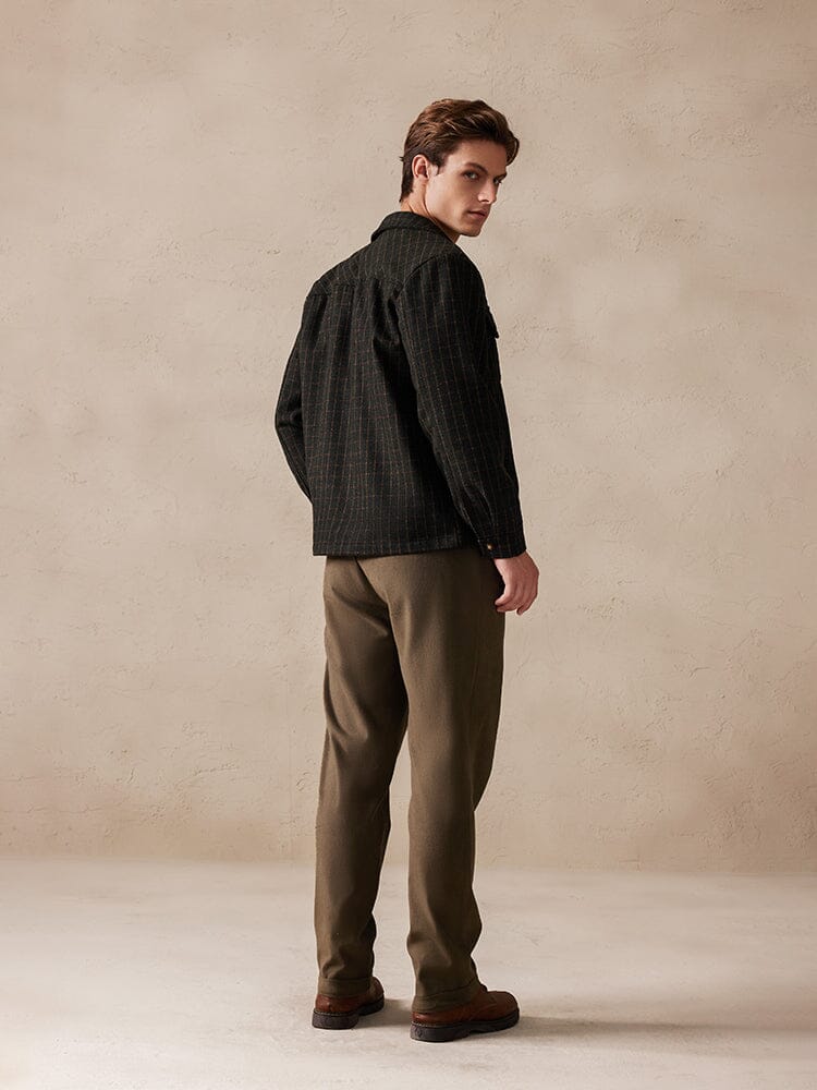 Plaid Wool-Blend Jacket Jackets coofandy 