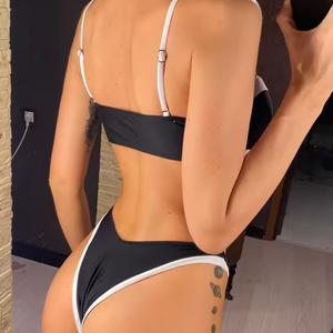 Costume da Bagno Due Pezzi Bandeau Vita Alta Color-Block