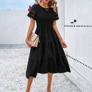 Abito Donna Corpetto Smock Gonna Balze Maniche Sangallo Stile Casual Estivo-81836-210206f1-0011-4b99-8b9c-557599fb0688
