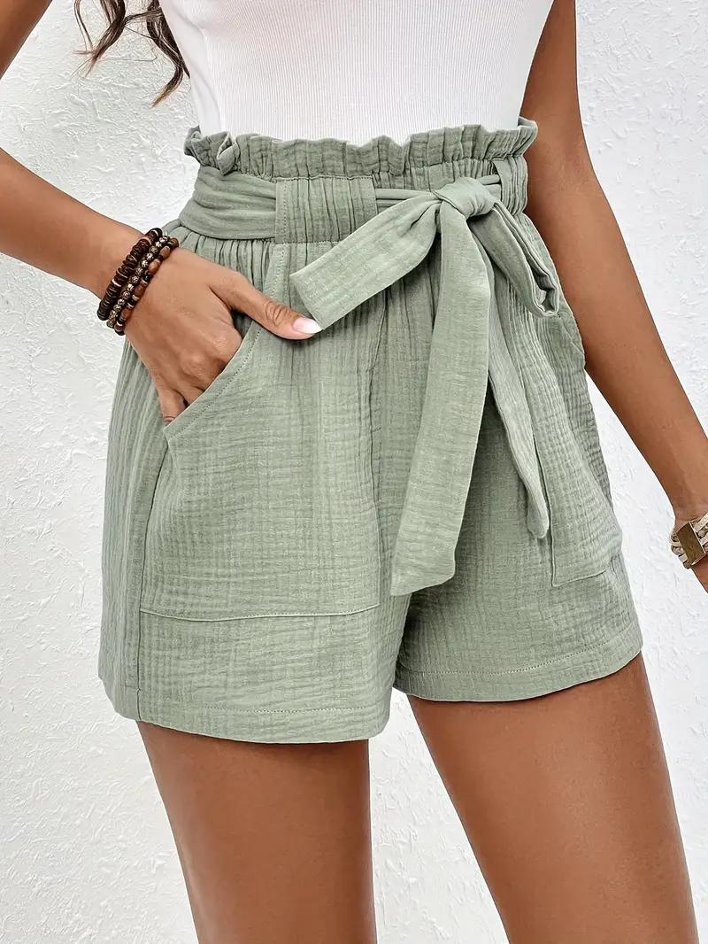 Shorts a Vita Alta con Cintura