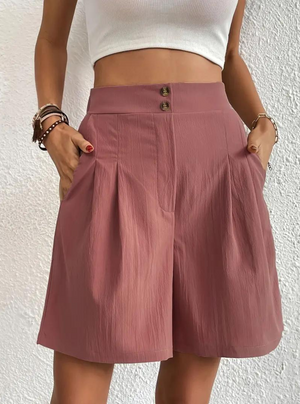 Donna Shorts Vita Alta Pieghe Frontali Tasche Funzionali-82558-253c3e4a-40a9-40eb-ba92-a5806ab7a510
