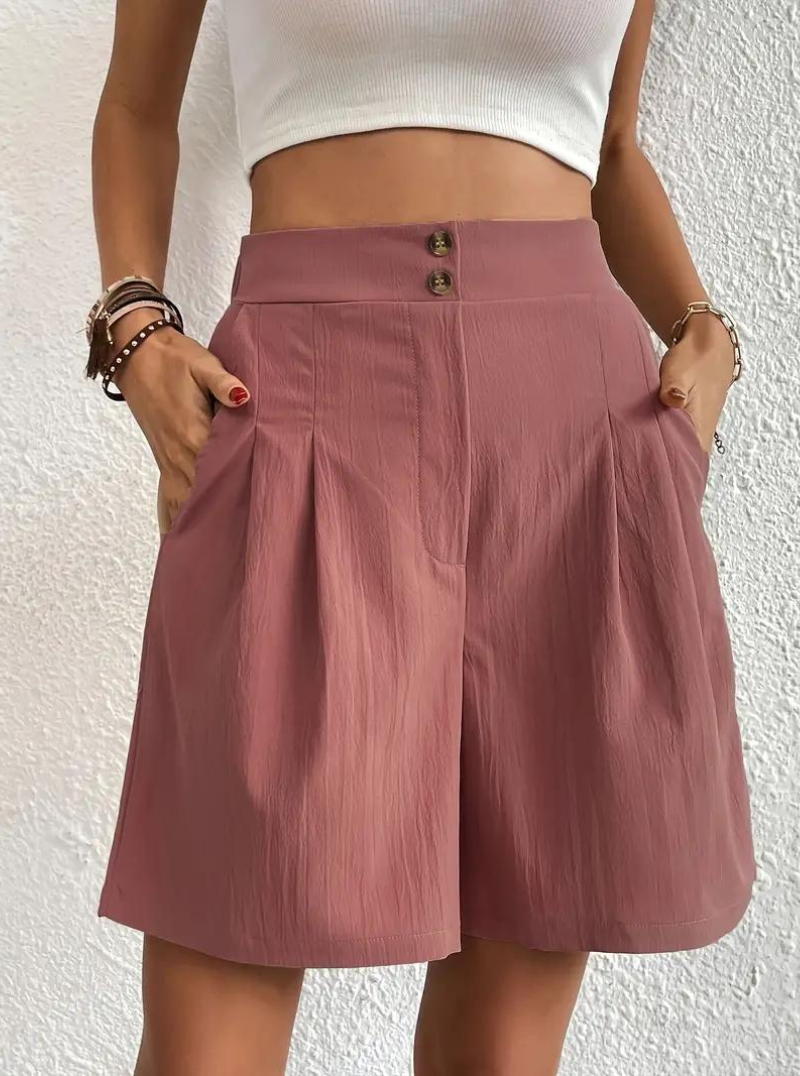 Donna Shorts Vita Alta Pieghe Frontali Tasche Funzionali-82558-253c3e4a-40a9-40eb-ba92-a5806ab7a510