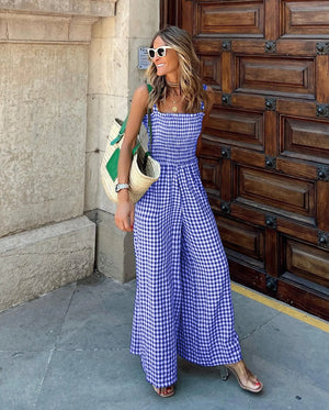 Tuta Gingham a Gamba Larga