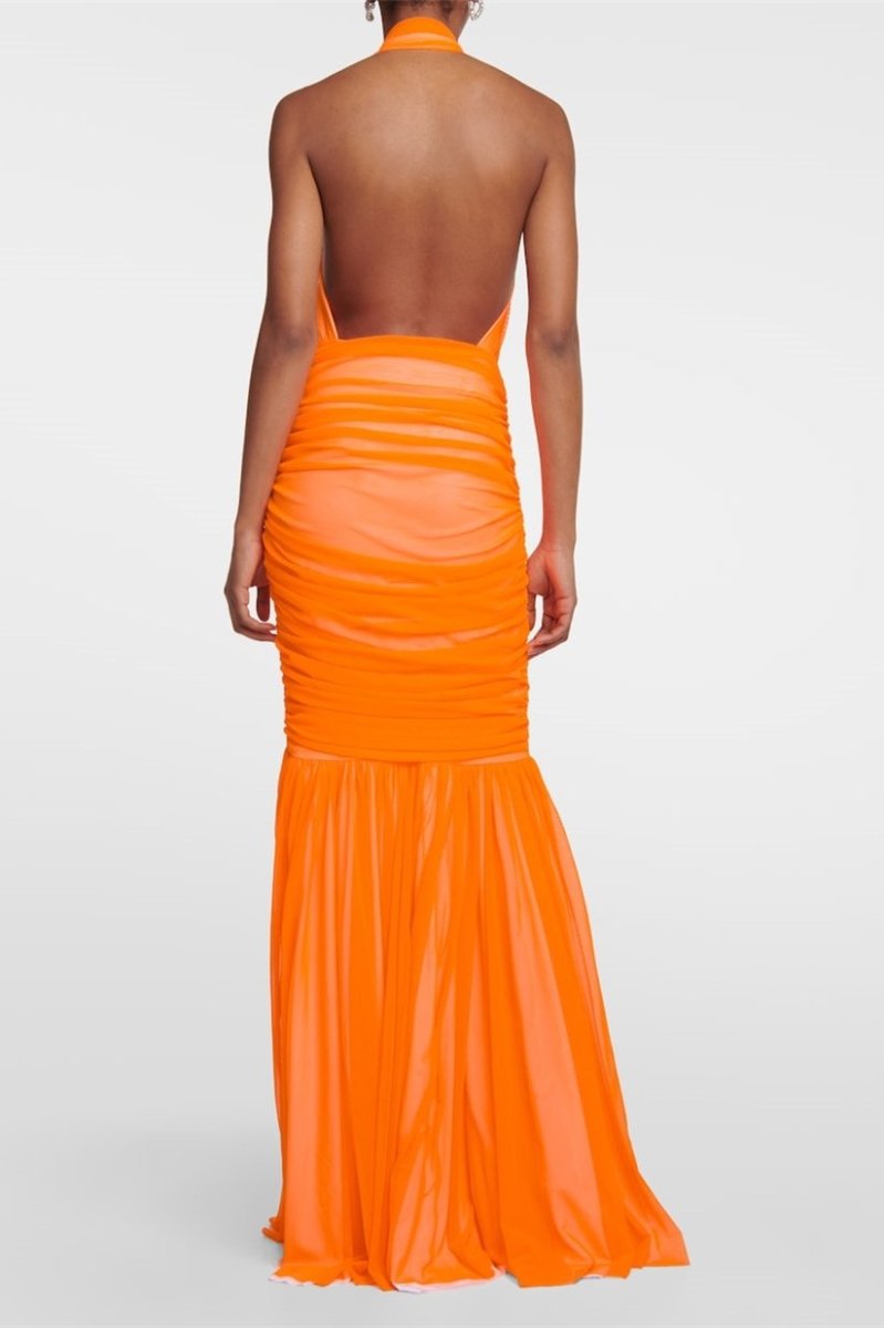 Abito Lungo Halter con Dettaglio Cutout