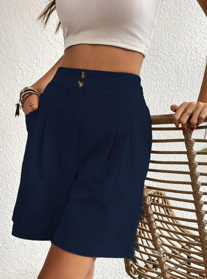Donna Shorts Vita Alta Pieghe Frontali Tasche Funzionali-82558-2bc6c582-403e-418e-94f2-c5c0d461ca22