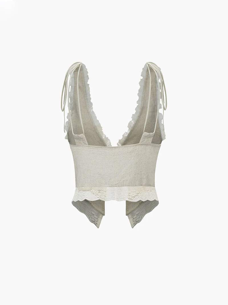 Top con Dettagli in Pizzo e Nodo