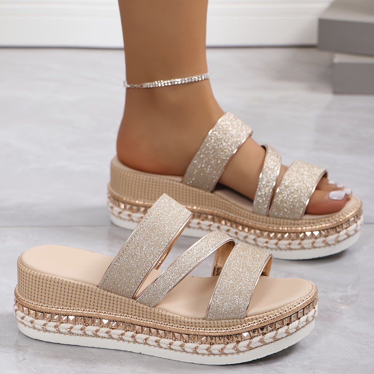 Sandali Platform con Glitter