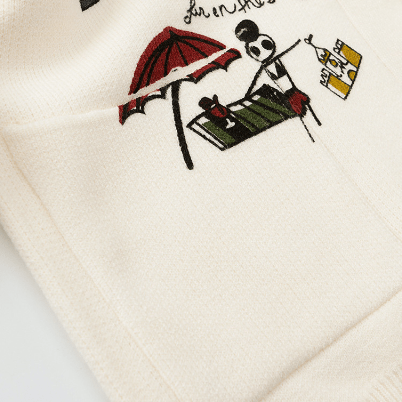 Cardigan Oversized con Ricami Giocosi