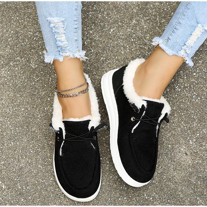 Donna Stivaletti Corduroy con Fodera in Pelliccia Sintetica, Chiusura con Lacci, Suola in Gomma, Caldi e Comodi-82593-2efda9dd-933f-4f6a-b1f8-52239684ab36