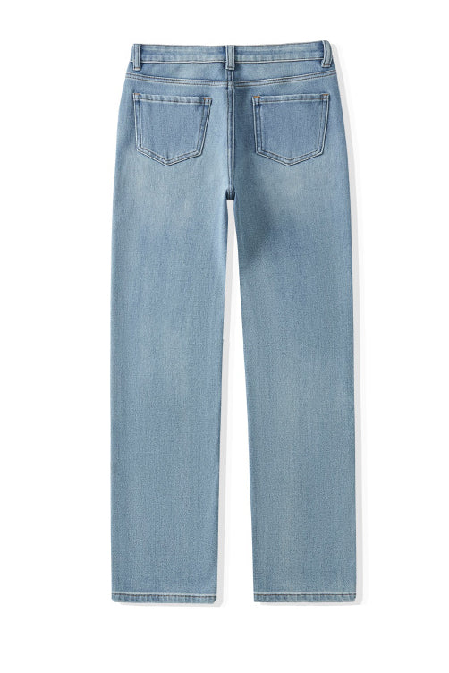 Top a Maniche Lunghe e Jeans a Vita Alta