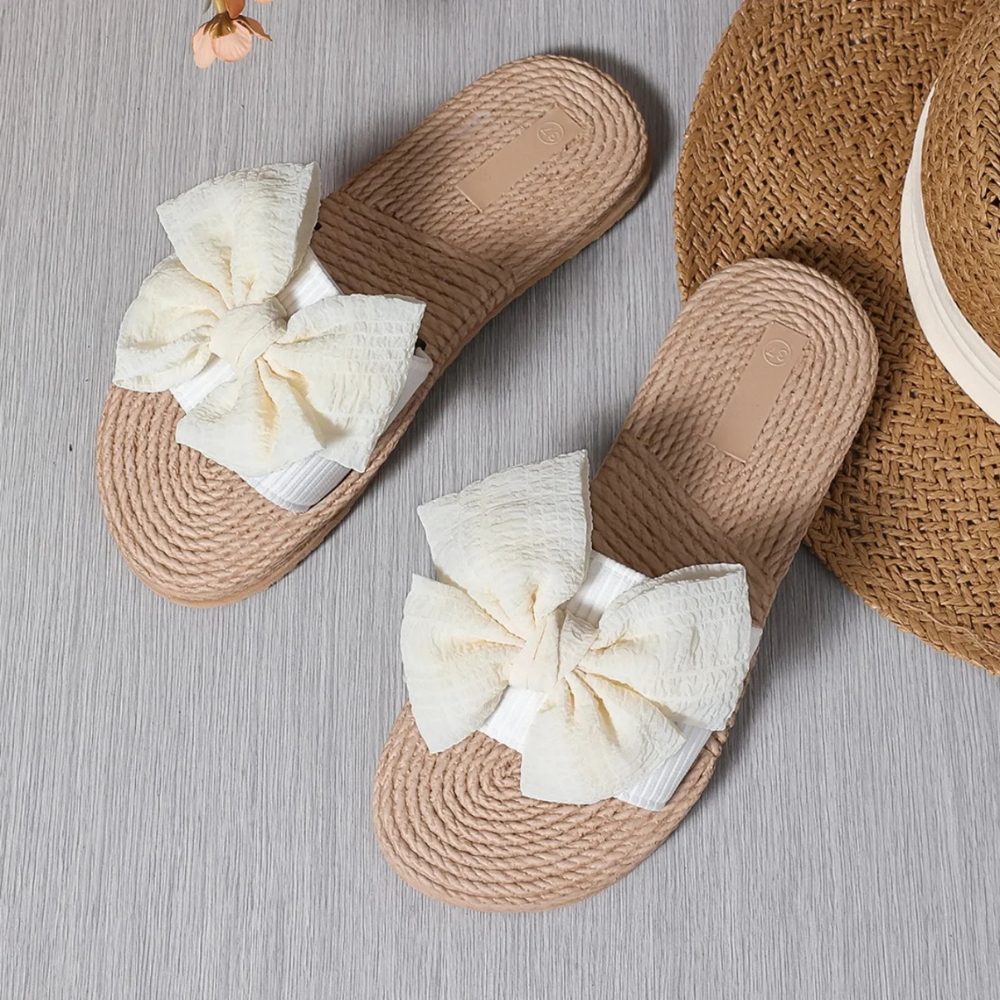 Sandali Slide Donna – Fiocco Decorativo e Suola Corda