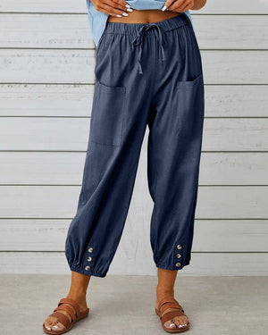 Dorio Moda Pantaloni Donna – Coulisse, Tasche, Dettaglio Bottone Caviglia, XS-XL-83253-308421c6-9834-44be-8de4-7fe70d949f29