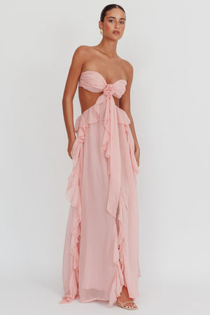 Abito Donna Lungo Senza Spalline – Design Cut-Out, Balze Fluttuanti Elegante-83518-324b35a5-6ee9-4de2-8eb0-599ee6a698d4