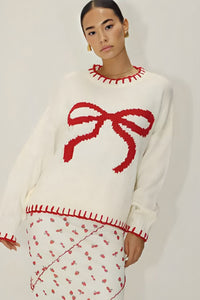 Maglia Chic con Fiocco Rosso