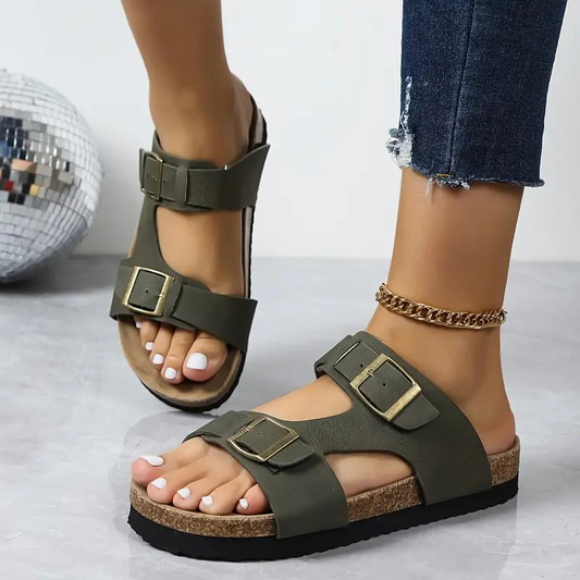 Sandali con Fibbie Dorate e Suola Platform