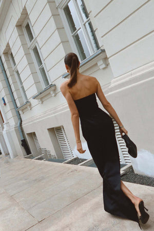 Abito da Sera Strapless con Fiocco Gioiello
