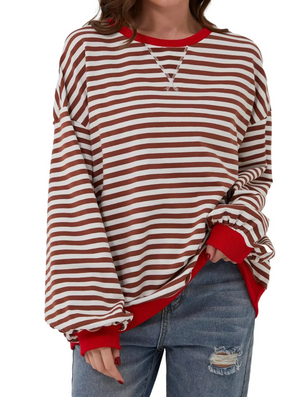 Maglia a Righe Casual Manica Lunga
