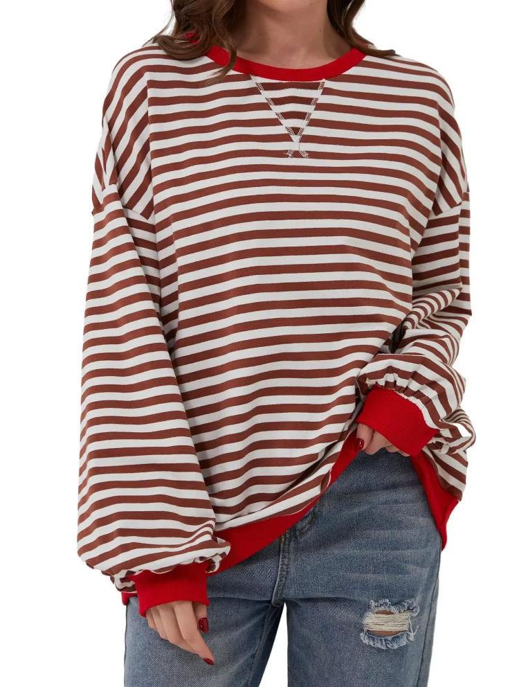 Maglia a Righe Casual Manica Lunga