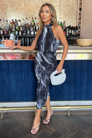 Abito Midi con Scollo Halter Sofisticato