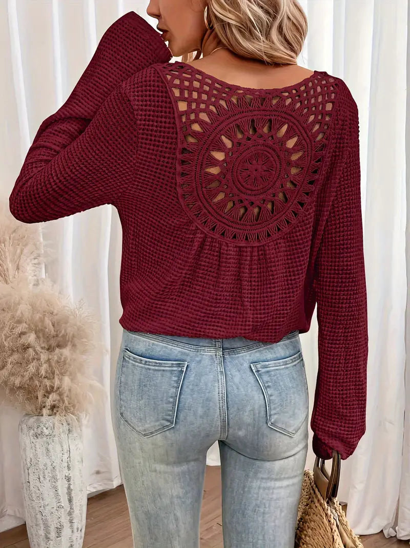 Top Manica Lunga con Dettaglio Crochet