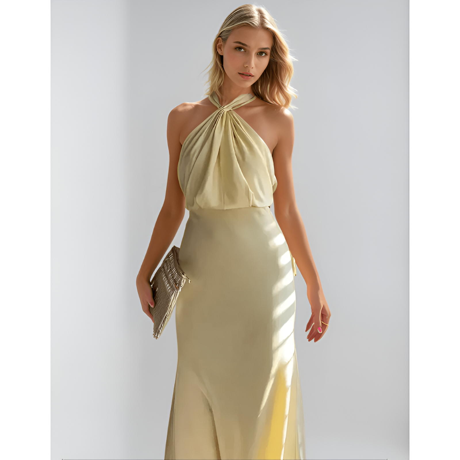 Dorio Moda Abito Maxi da Donna Raso Elegante – Scollo all'Americana, Silhouette Fluida-83281-3d23a73d-2c34-4dd7-8717-b3c19e22bcdd