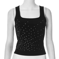 Top Corto a Costine con Strass