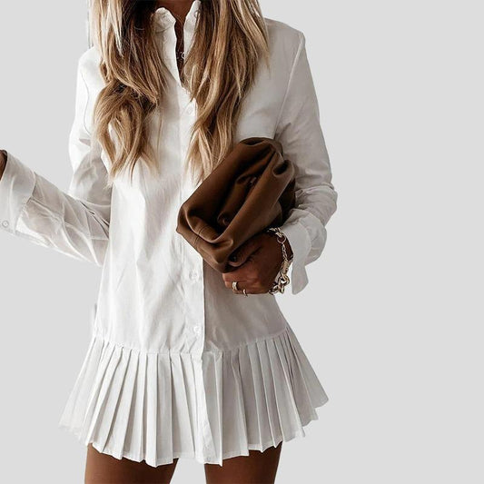 Abito Camicia con Gonna Plissettata