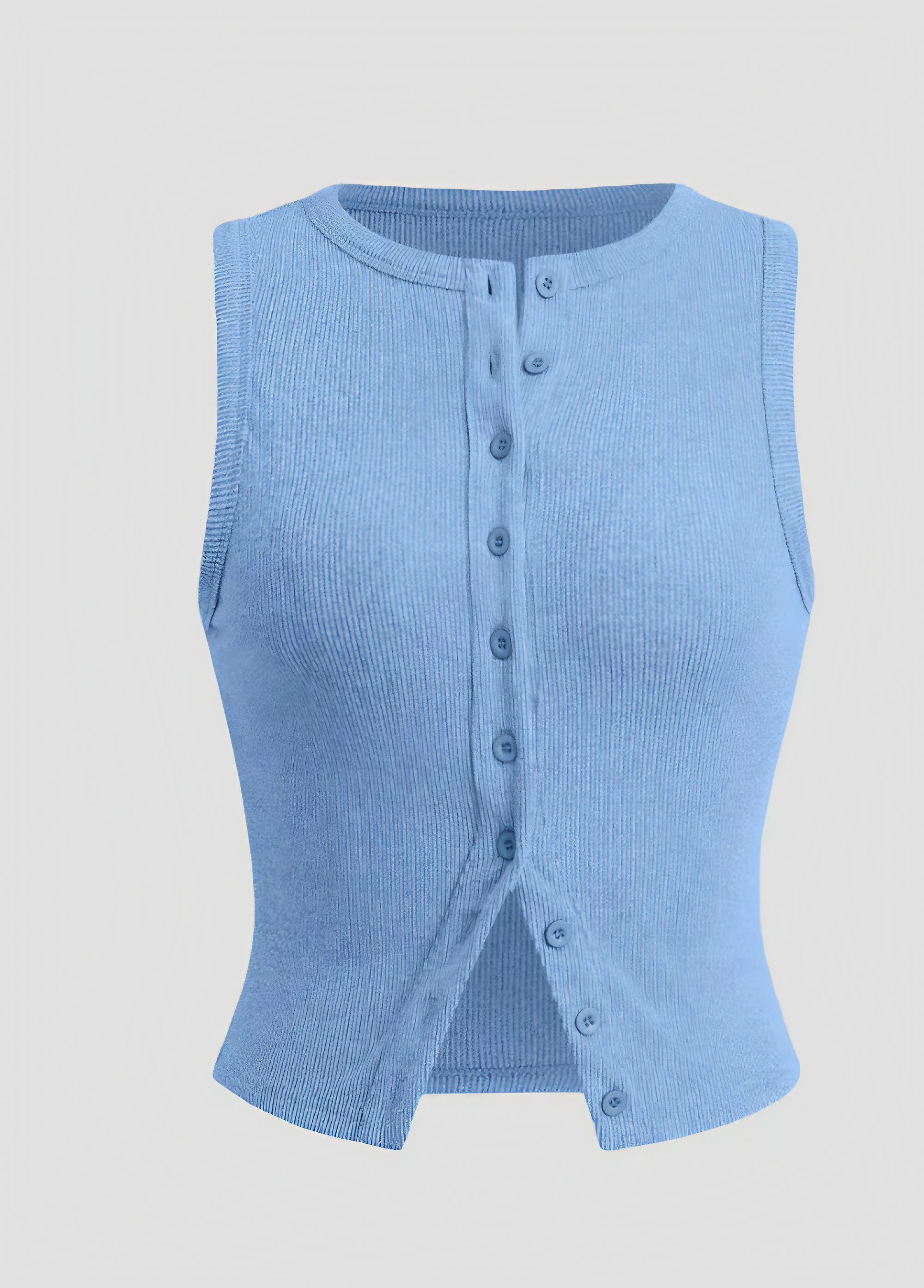 Abito Donna in Maglia a Costine Senza Maniche con Bottoni-83523-418d9acf-ab2e-4711-abaa-d9630b154cac