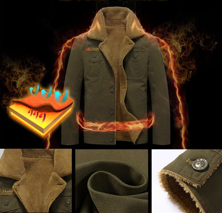 Winter plus velvet thick lapels uniforms air force one jacket jacket cotton clothing men by http://Lolyshop.shop