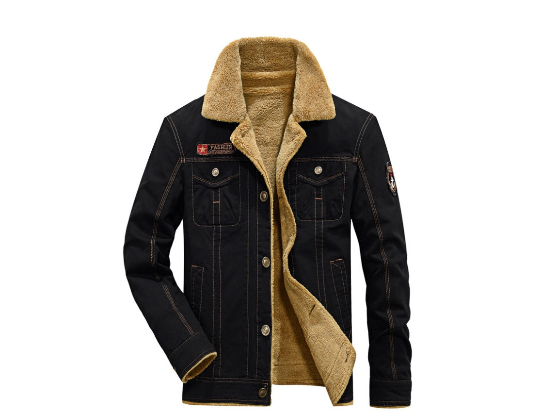 Winter plus velvet thick lapels uniforms air force one jacket jacket cotton clothing men by http://Lolyshop.shop