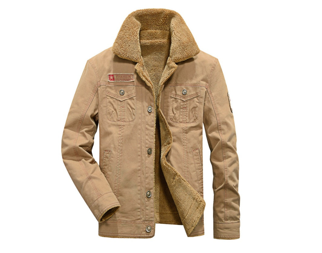 Winter plus velvet thick lapels uniforms air force one jacket jacket cotton clothing men by http://Lolyshop.shop