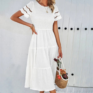Abito Donna Corpetto Smock Gonna Balze Maniche Sangallo Stile Casual Estivo-81836-487c610b-e723-442a-a6d8-31e4c1787577