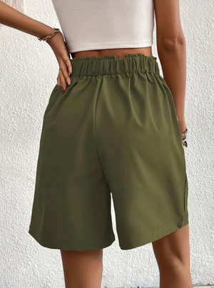 Donna Shorts Vita Alta Pieghe Frontali Tasche Funzionali-82558-4bb7a632-19f5-4c3e-8972-750601bf16f9