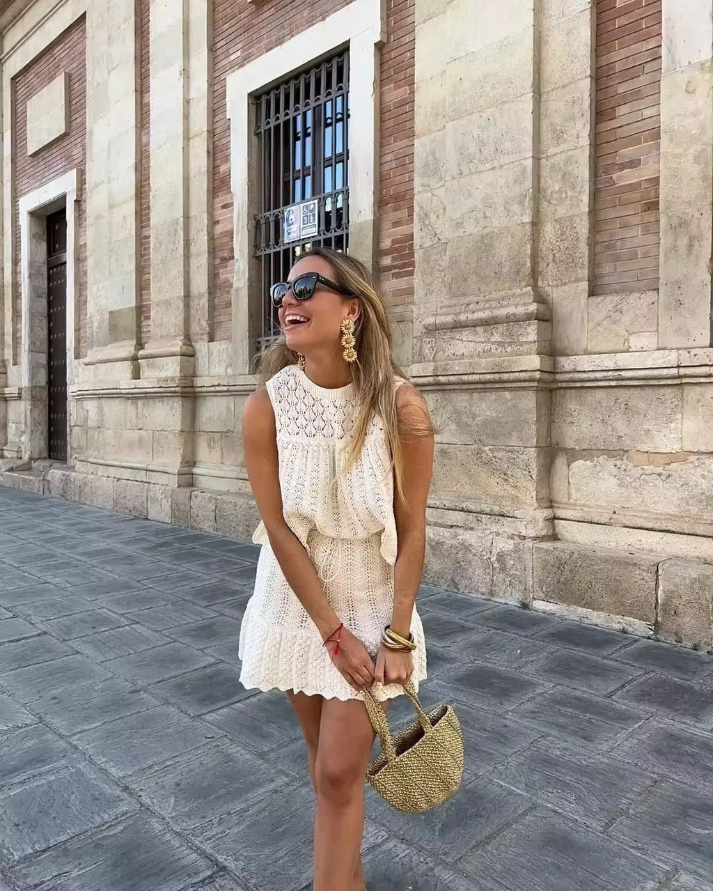 Set Top e Gonna in Maglia Ajour