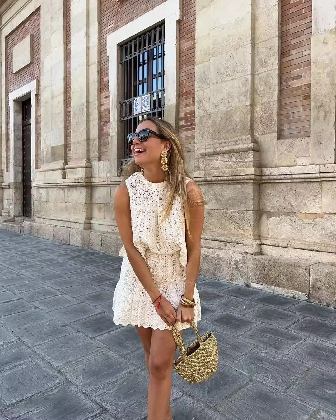 Set Top e Gonna in Maglia Ajour