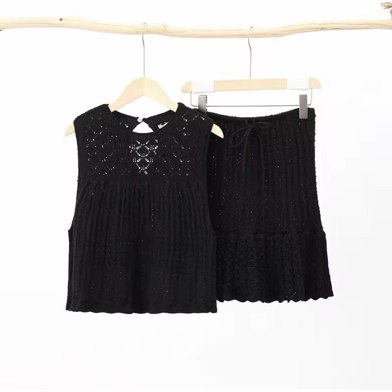 Set Top e Gonna in Maglia Ajour