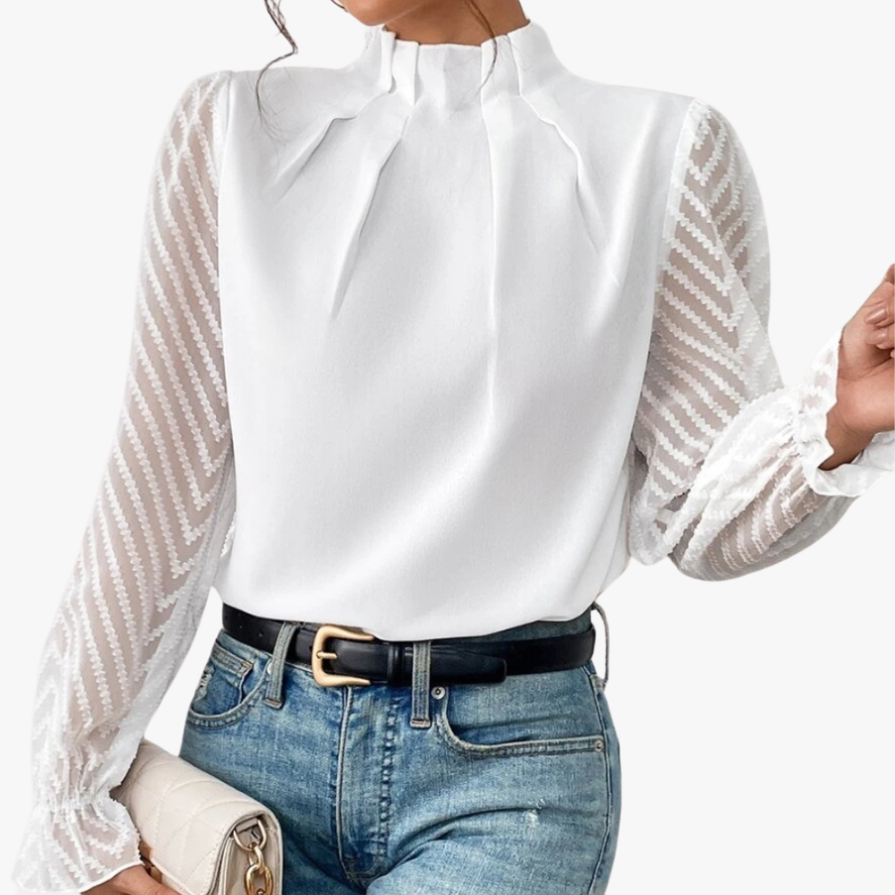 Blusa Elegante con Maniche Trasparenti