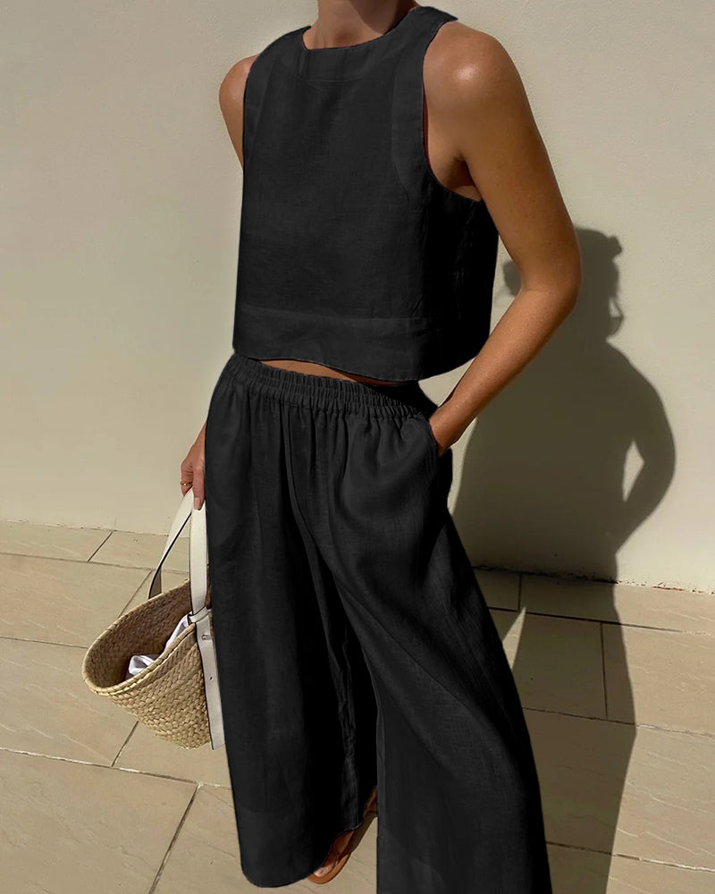Completo Top Corto e Pantaloni Ampi
