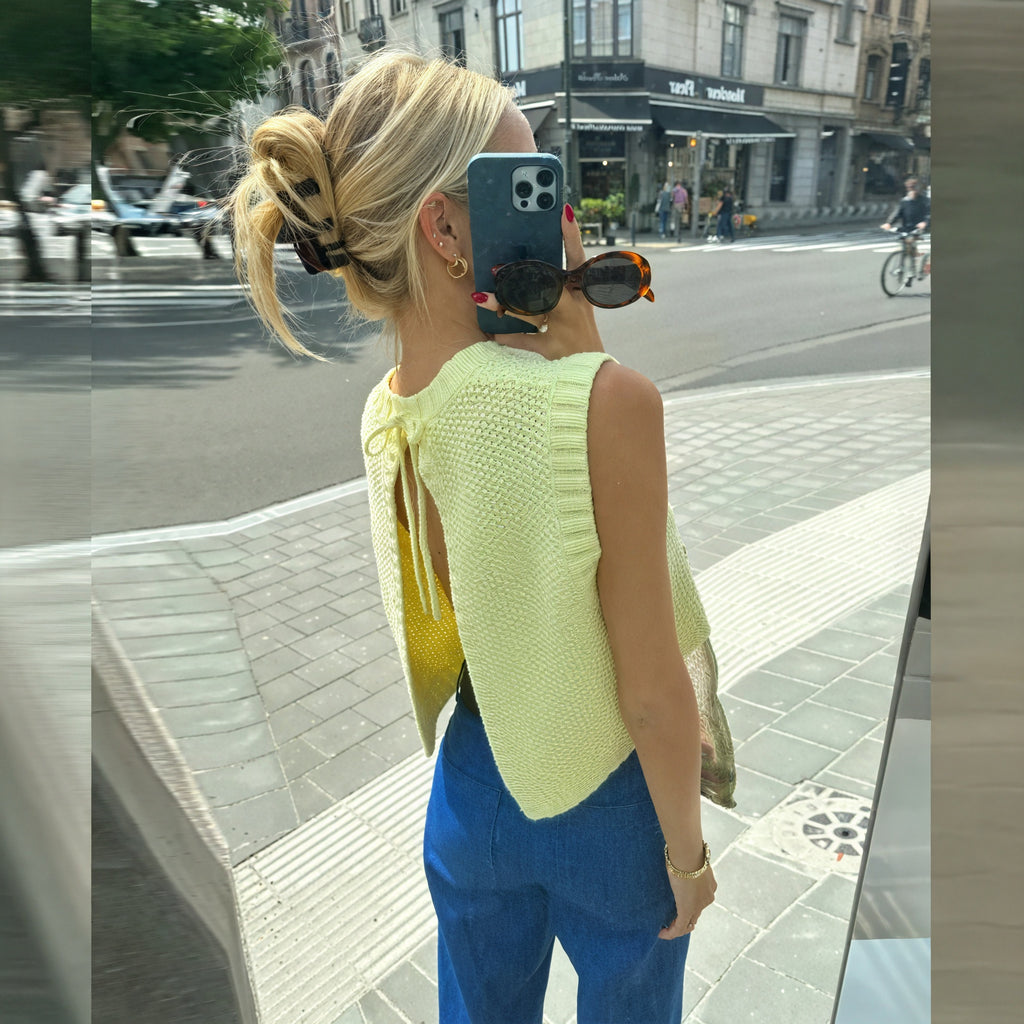 Top Knit Senza Maniche con Schiena Scoperta