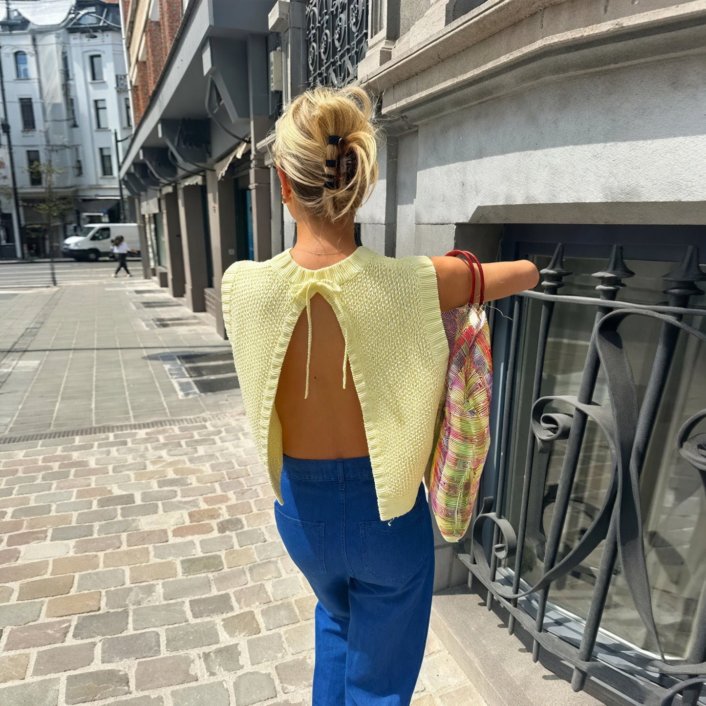 Top Knit Senza Maniche con Schiena Scoperta
