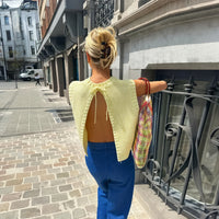 Top Knit Senza Maniche con Schiena Scoperta