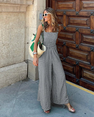 Tuta Gingham a Gamba Larga