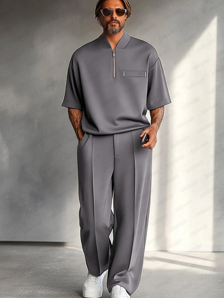 Donald Completo Due Pezzi Moderno con Zip e Pantaloni Ampii