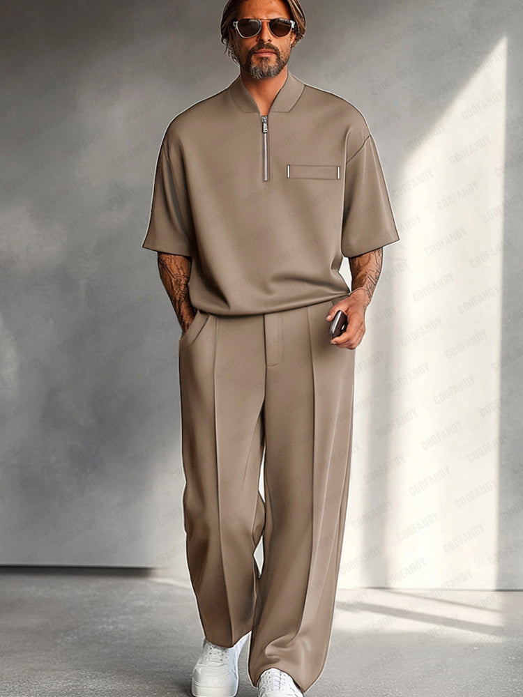 Donald Completo Due Pezzi Moderno con Zip e Pantaloni Ampii