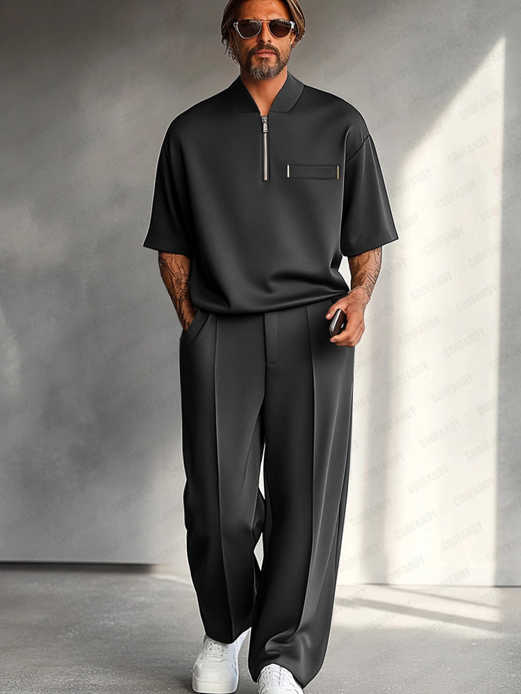 Donald Completo Due Pezzi Moderno con Zip e Pantaloni Ampii