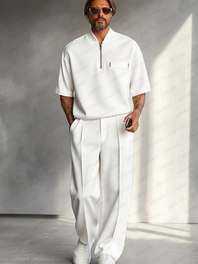 Donald Completo Due Pezzi Moderno con Zip e Pantaloni Ampii