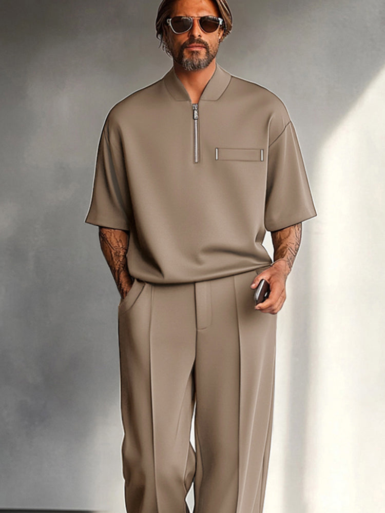 Donald Completo Due Pezzi Moderno con Zip e Pantaloni Ampii